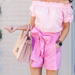 J Crew Tie Waist Cotton Poplin Short Pink Size 4